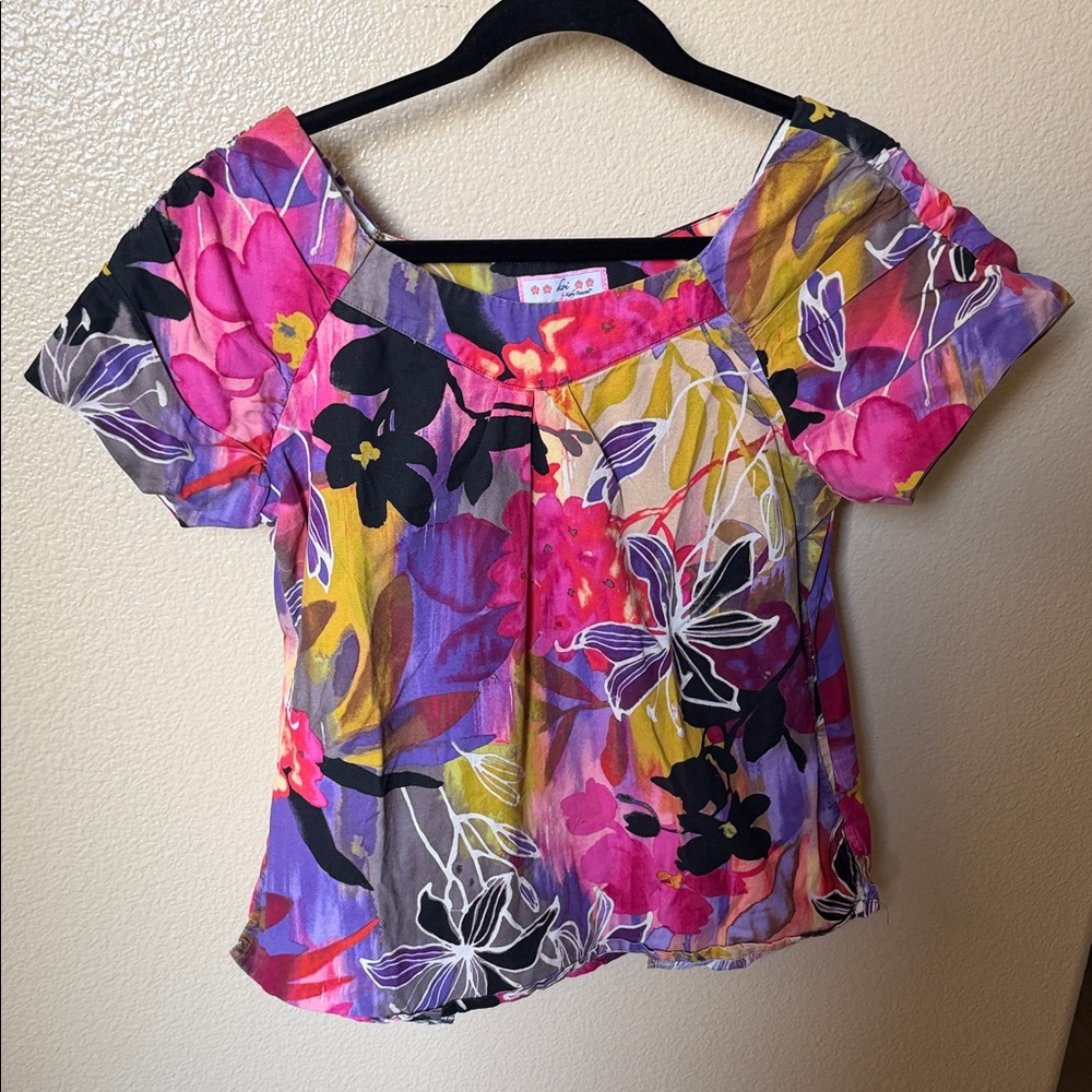 Koi Colorful Floral Women's Scrub Top